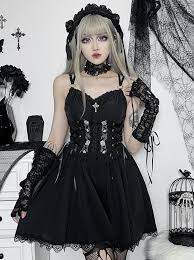 Dark Lolita Suspender Lace Rose Princess Dress